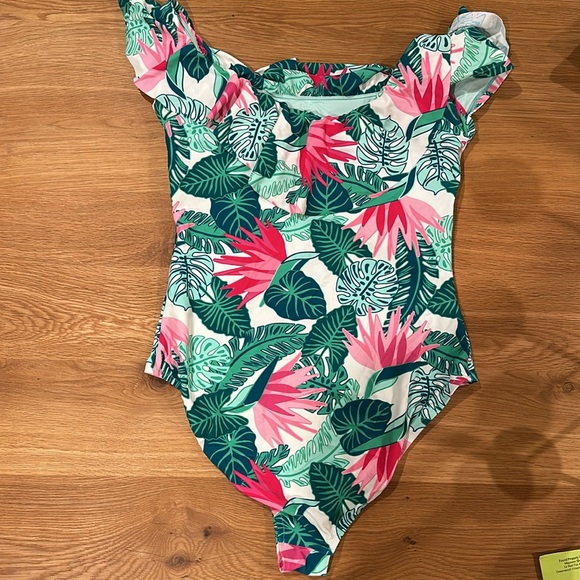 Matilda Jane Enchanted Garden Palm Tree Paradise One Piece Swimsuit -‎ L Mama - Picture 4 of 4